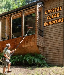 30FT House Cleaning Brush Set with 5-24FT Extension Pole, Window Squeegee,