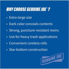 Genuine Joe Density Heavy-Duty Can Liner 39 X 56 60 Gal Capacity 1.55 Mil Black