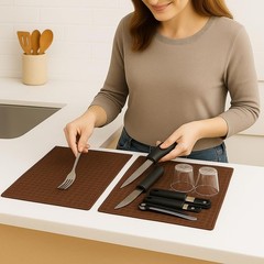 2-Pack Microfiber Dish Drying Mats by Dependable Industries 20″x15″, Brown