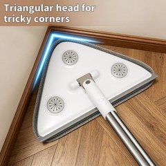 Long Handle Wall Mop & Baseboard Cleaner, 3-in-1 Cleaner White and Gray