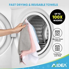 AIDEA Microfiber Cleaning Cloth Roll White, 11.5 inches x inches, White