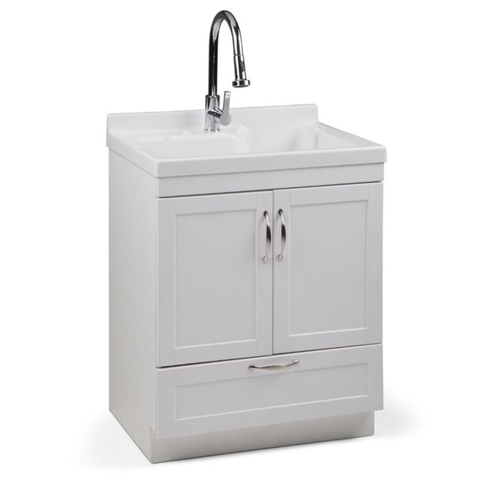 Pemberly Row Modern / Contemporary 28″ Laundry Sink Cabinet in White
