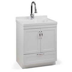 Pemberly Row Modern / Contemporary 28″ Laundry Sink Cabinet in White