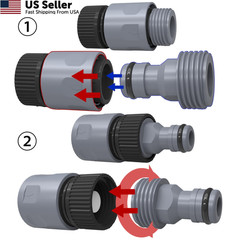 Hourleey Garden Hose Quick Connector 3/4 Inch Plastic Black, Gray