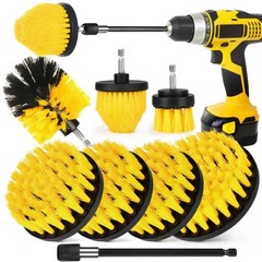 8 Pack Drill Brush Attachment Set, 1/4in Power Scrubber Brush+ Extend Yellow