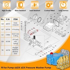 34262 Seal Rebuild Kit For Cat Pump 66DX 6DX Pressure Washer Pump Model 6DX35G1I