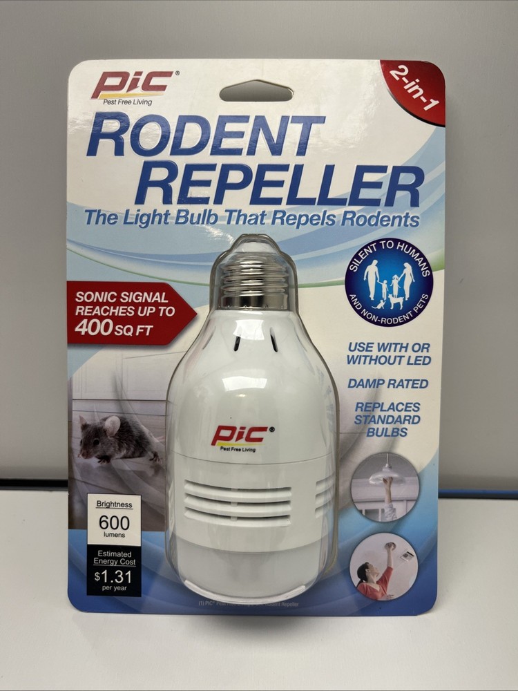 Brand New Sealed PIC Rodent Repellent and 9 Watt LED Light Bulb Repels 400+ ft