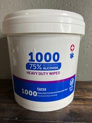 2 pk Tazza 1000 Heavy Duty Presaturated Disposable Wipes 75% Isopropyl Alcohol