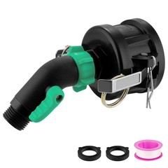275 330 Gallon IBC Tote Fittings with 45 Degree Hose 45 Degree, Black,Green