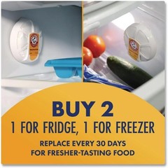 2 Pack Arm & Hammer Fridge Fresh Baking Soda Refrigerator Air Filter, Unscented