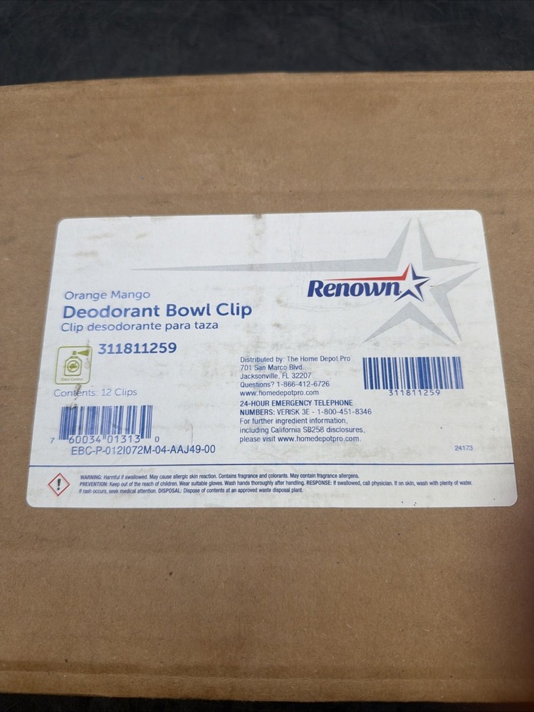 Toilet Bowl Pad Clip Deodorizer… Orange Mango Scent- 12 PACK