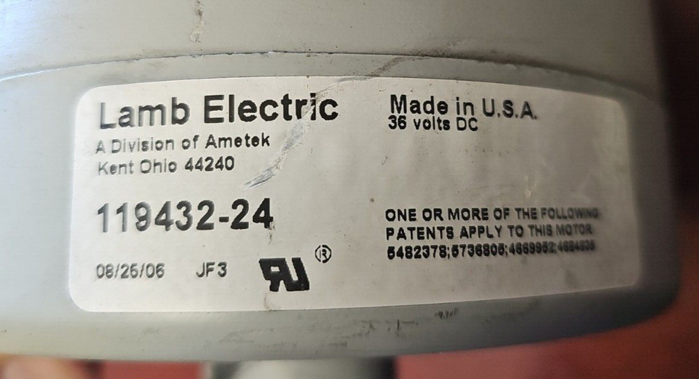 (Used) Ametek 119432-24 – Vac Motor, 36V Dc, 3 Stage.(fits Nilfisk and others)