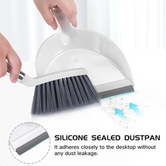 Mini Broom and Dustpan Set, Small Dust Pan and Brush Set with Handle Dustpan Tee