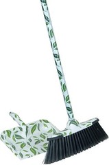 Superio Broom and Dustpan Set Leaf Design Print, Durable Home and Kitchen Broom