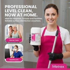 12 Case Metrex Towelettes Wipes CaviCide 13-1100 Healthcare Laboratory Cleaning