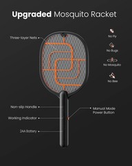Gaiatop Electric Fly Swatter 3800V Battery Powered Handheld Fly Zapper 3-Layer