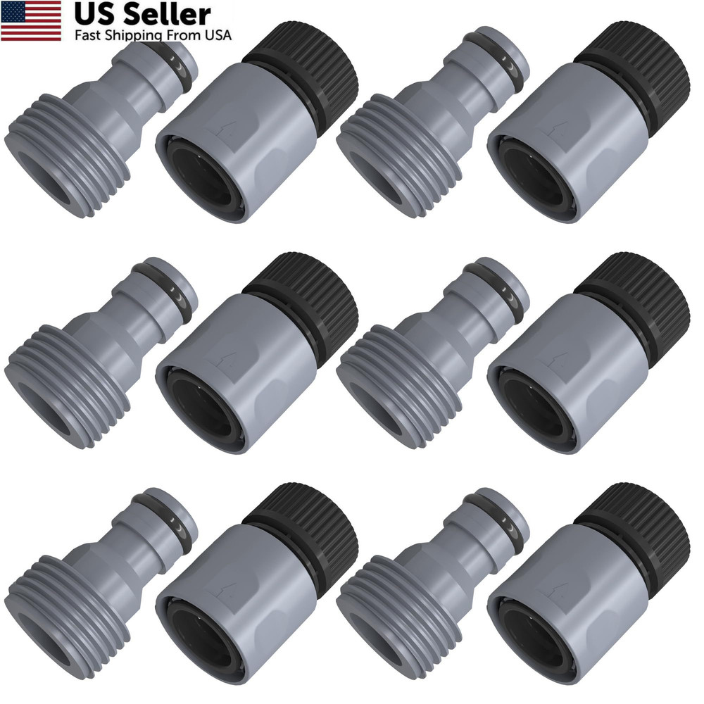 Hourleey Garden Hose Quick Connector 3/4 Inch Plastic Black, Gray