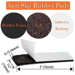 Fursafe&Q Non Slip Furniture Pads – 30 Pcs Rectangular, Black / Brown