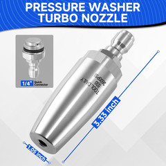Tool Daily Turbo Nozzle Pressure Washer, Stainless Steel 360° 3.0, Silver
