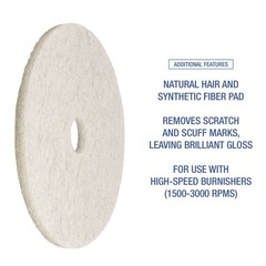 Boardwalk 4021NAT 21″ Diameter Natural Burnishing Floor Pads – White (5/CT) New