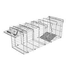 1-Pack Silver Live Animal Cage Trap Folding Humane Cat Trap For Mouse 14 x 5 x 6
