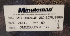 MINUTEMAN MC260026QP 260 SCRUBBER, XMC260026QP1170, Floor Scrubber