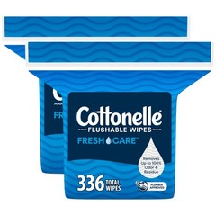Cottonelle Fresh Care Flushable Wet Wipes, Adult 168 Count (Pack of 2), White