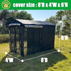 Outdoor Dog Kennel Cover 8’Dx4’Wx6’H, Heavy Duty 600D Waterproof Dog Kennel