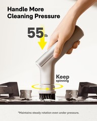 HOTO Handheld Short-Handle Electric Spin Scrubber, IPX7 Waterproof Beige