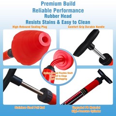 Rmticd Toilet Plunger, High-Pressure Plungers plunger+brush set, Red