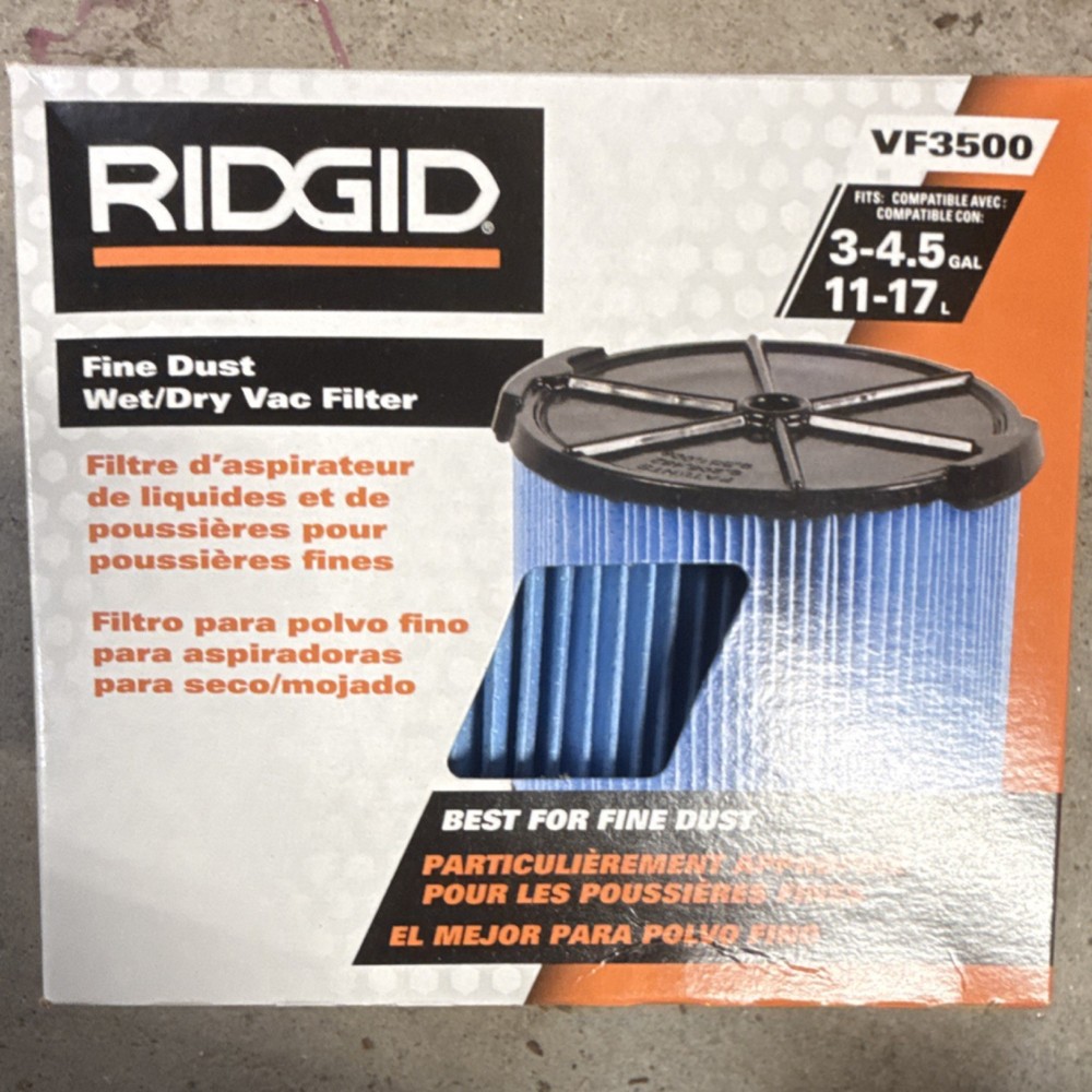 RIDGID VF3500 Fine Dust Wet/Dry Reusable 3-Layer Filter Material