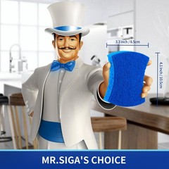 MR.SIGA Non-Scratch Cellulose Scrub 4.1×0.8×3.3inch, Royal Blue, Light Blue