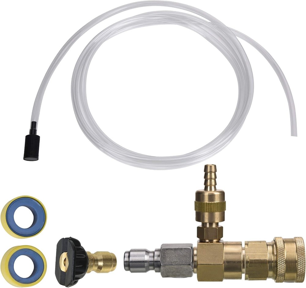 M MINGLE Adjustable Chemical Injector Kit for Pressure Washer, Soap Clear