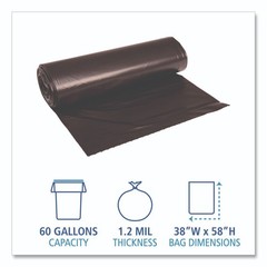 Boardwalk 519E 38″ x 58″ 60 gal Reprocessed Resin Can Liners – Black (50/CT) New