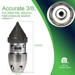 ZZHANFF 3/8 npt Sewer Jetter Nozzle for 2900 PSI, 40 3.5 inches, silvery