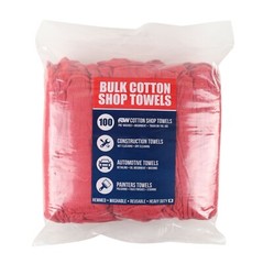 Bulk Lot of 100 Red Shop Towels 12″ x 14″ Cleaning Rags Homes Cars Reusable