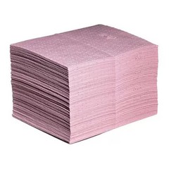 Pig Mat301 Sorbent Pad, 22 Gal, 15 In X 20 In, Universal, Pink, Polypropylene