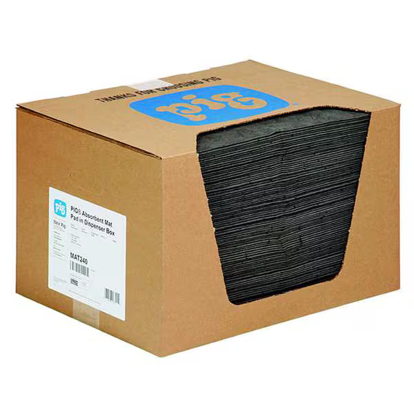 Pig Sorbent Pad, 22 gal, 15 in x 20 in, , Gray, 100 PK MAT240 Pig MAT240 15 in x