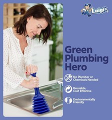 Luigi’s Small Blue Sink Plunger Large Bellows Drain Clog Remover