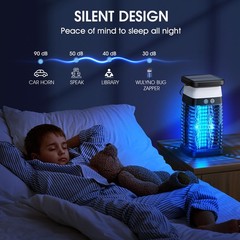 Bug Zapper Outdoor Indoor Mosquito Solar Fly Rechargeable Black