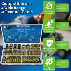 ZDBB 12 Sizes 378 Pcs Bonded Sealing Washer Kit,Automotive Self-Centred Black