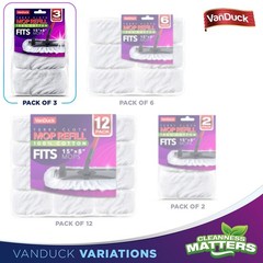 VanDuck 100% Cotton Terry Mop Pads 15×8 Inches, 3 Count (Pack of 1), White