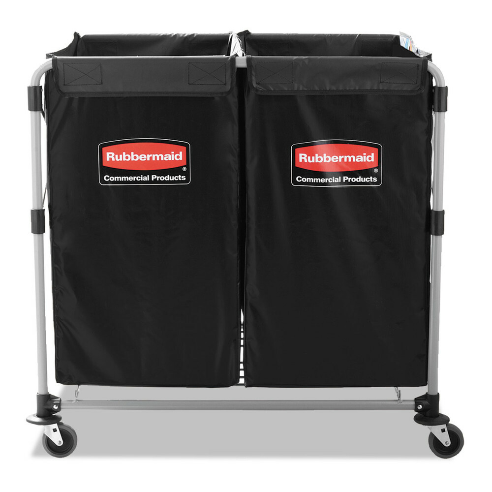 Rubbermaid Commercial 1881781 2-Compartment Collapsible Cart – Black/Silver New
