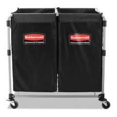 Rubbermaid Commercial 1881781 2-Compartment Collapsible Cart – Black/Silver New