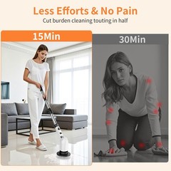 White Cordless Electric Spin Scrubber Bathroom Shower Cleaning Brush