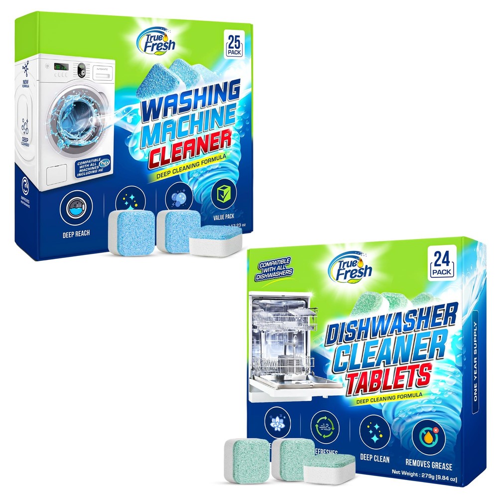 Washing Machine & Dishwasher Cleaner 48 Count (Pack of 1), White and blue