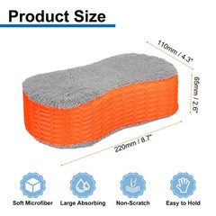 4pcs Microfiber Car Wash Sponge 8.7″x4.3″ Non-Scratch Foam Applicator Orange