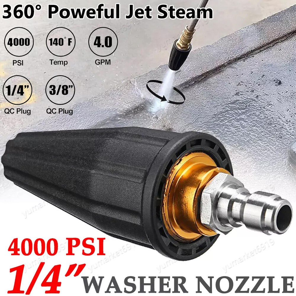 1/4″ High Pressure Washer Rotating Turbo Nozzle Spray Tip 4.0 GPM 4000PSI Quick