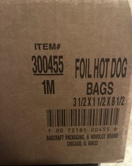 Bagcraft 300455 “Hot Dog” PRINTED 3.5″ x 8.5″ Foil Bags – Silver (1000/CT) New