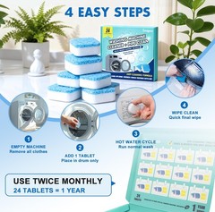Washing Machine Cleaner Tablets and Deodorizer: 24 24 Count (Pack of 1), Blue